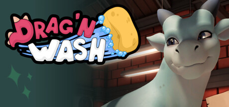 Official Drag'n Wash cover with the game logo and a dragon in the wash room